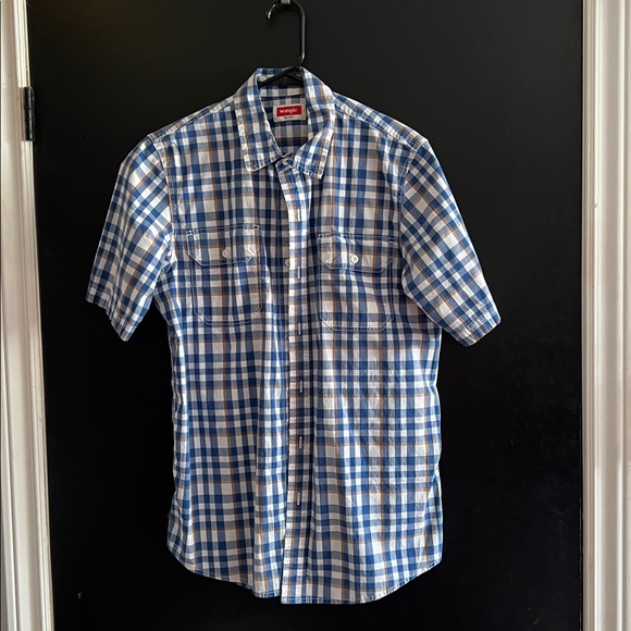 Wrangler Blue and White Plaid Shirt - Picture 1 of 3